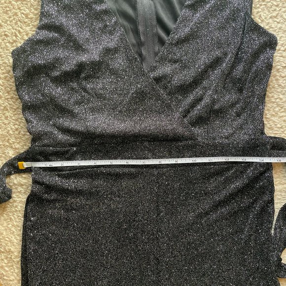 Black and silver sparkly wide leg jumpsuit Size 11 Junior or 6/8 Women - Picture 5 of 5